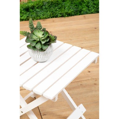 White Weather Resistant Solid Wood Folding Table, Beauport