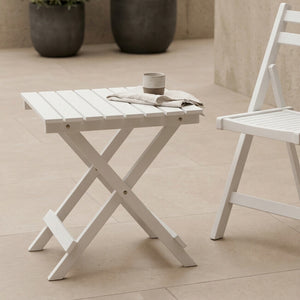 White Weather Resistant Solid Wood Folding Table, Beauport
