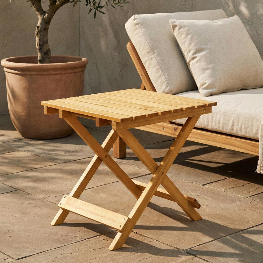 Natural Weather Resistant Solid Wood Folding Table, Beauport