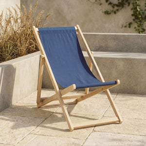Beauport Blue Deck Chair with Wooden Frame