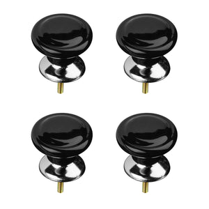 Set of 4 Classic Design Black Ceramic | Drawer Knobs