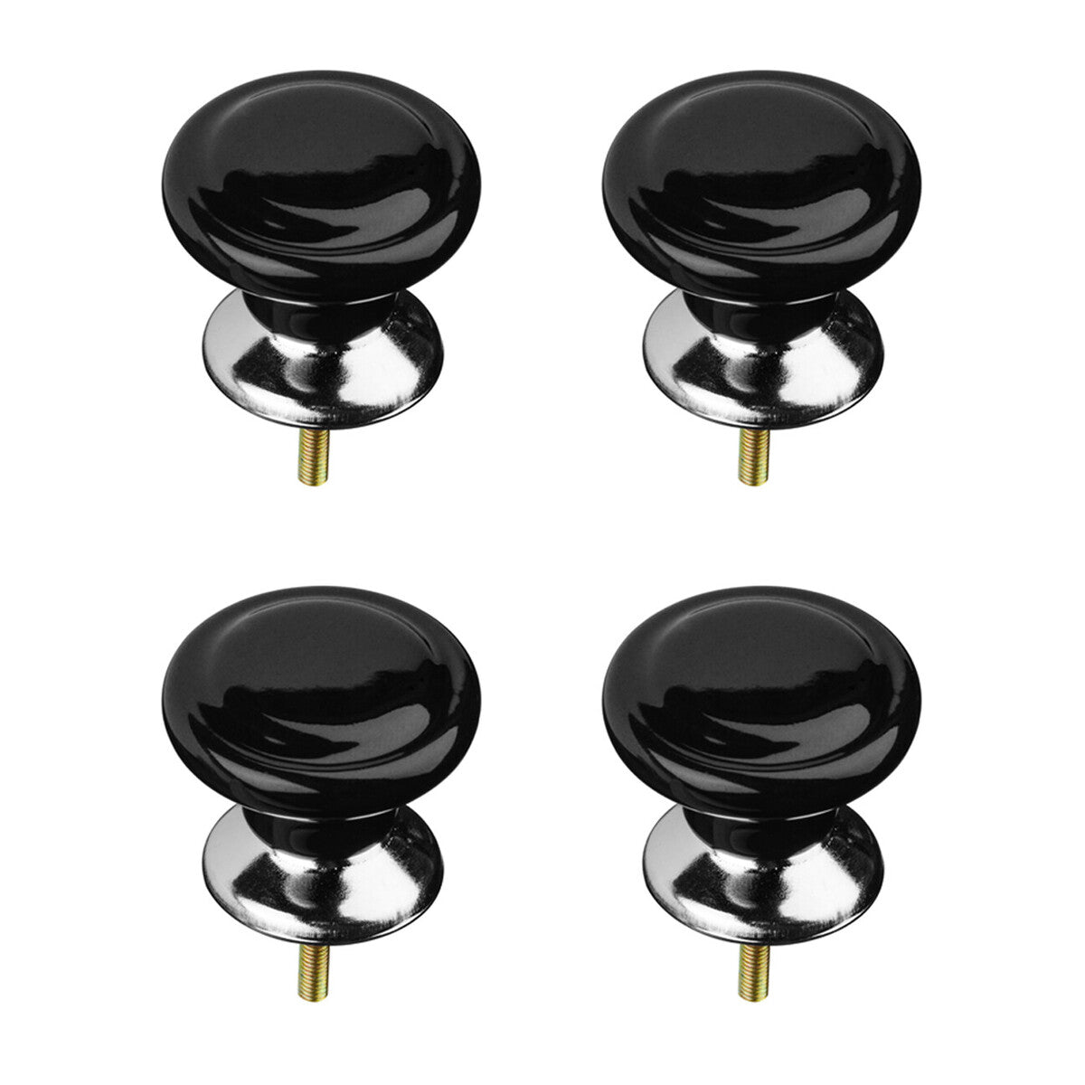 Set of 4 Classic Design Black Ceramic | Drawer Knobs