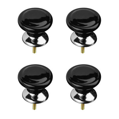 Set of 4 Classic Design Black Ceramic | Drawer Knobs