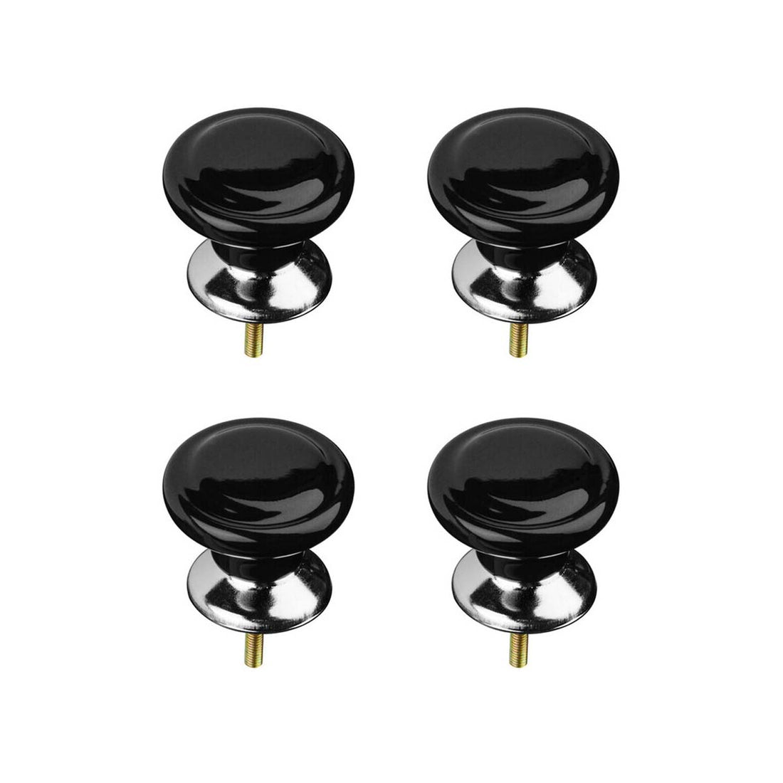 Set of 4 Classic Design Black Ceramic Drawer Knobs