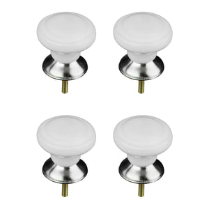 Set of 4 Classic Design White Ceramic | Drawer Knobs