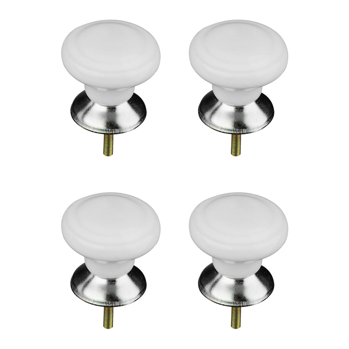 Set of 4 Classic Design White Ceramic | Drawer Knobs