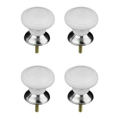 Set of 4 Classic Design White Ceramic | Drawer Knobs
