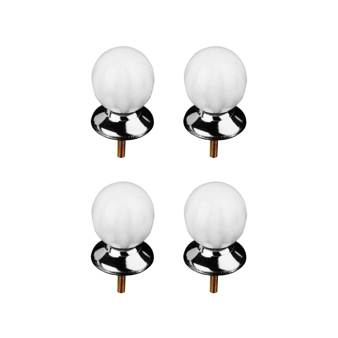 Set of 4 Retro Style White Ceramic Drawer Knobs