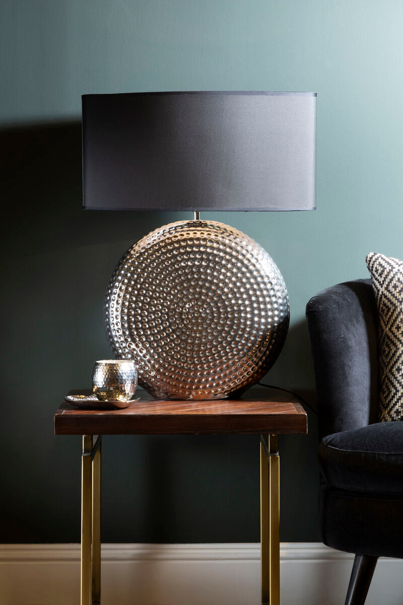 Evette Small Hammered Chrome Finish Table Lamp