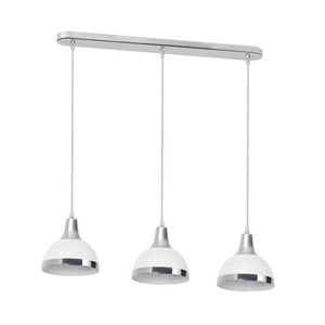 Vermont Three White and Chrome Shade Pendant Light