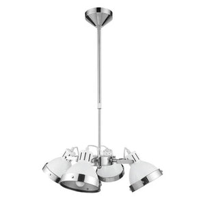 White Shade and Chrome 4 Light Pendant Light | Jasper