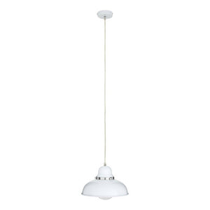 White Finish Pendant Light with Chrome Detail | Jasper