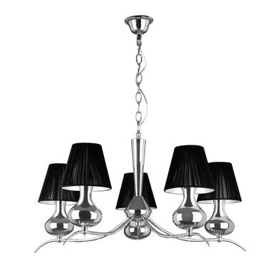 Ravan 5 Arm Black Shades Pendant Light