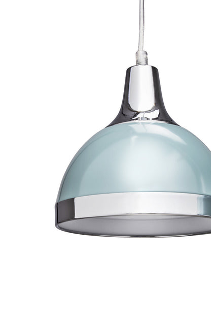 Vermont Three Shutter Blue and Chrome Shade Pendant Light