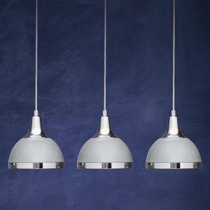 Vermont Three Shutter Grey and Chrome Shade Pendant Light