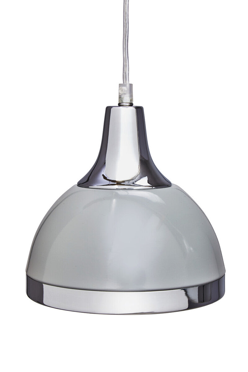 Vermont Three Shutter Grey and Chrome Shade Pendant Light