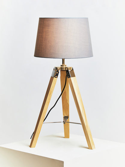 Hadson Tripod Table Lamp with Light Wood Base