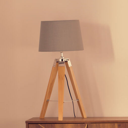 Hadson Tripod Table Lamp with Light Wood Base