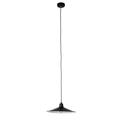 Black pendant light on a white background