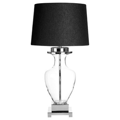 Arine Glass Table Lamp With Black Linen Shade