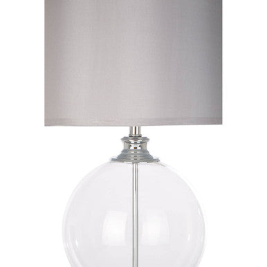 Edna Small Clear Glass Table Lamp with Silver Silk Shade - image 4