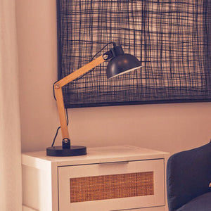 Black Metal and Wood Table Lamp | Blake