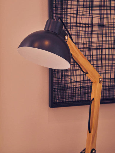 Blake Black Metal and Wood Table Lamp