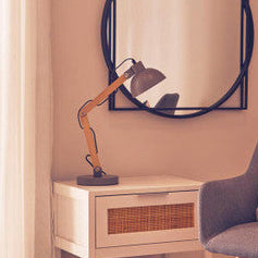 Grey Wood and Metal Table Lamp | Blake