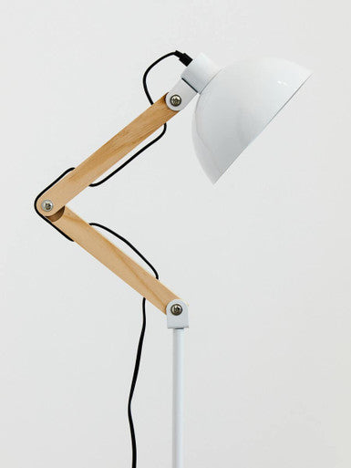 Blair White Wood And Metal Floor Lamp