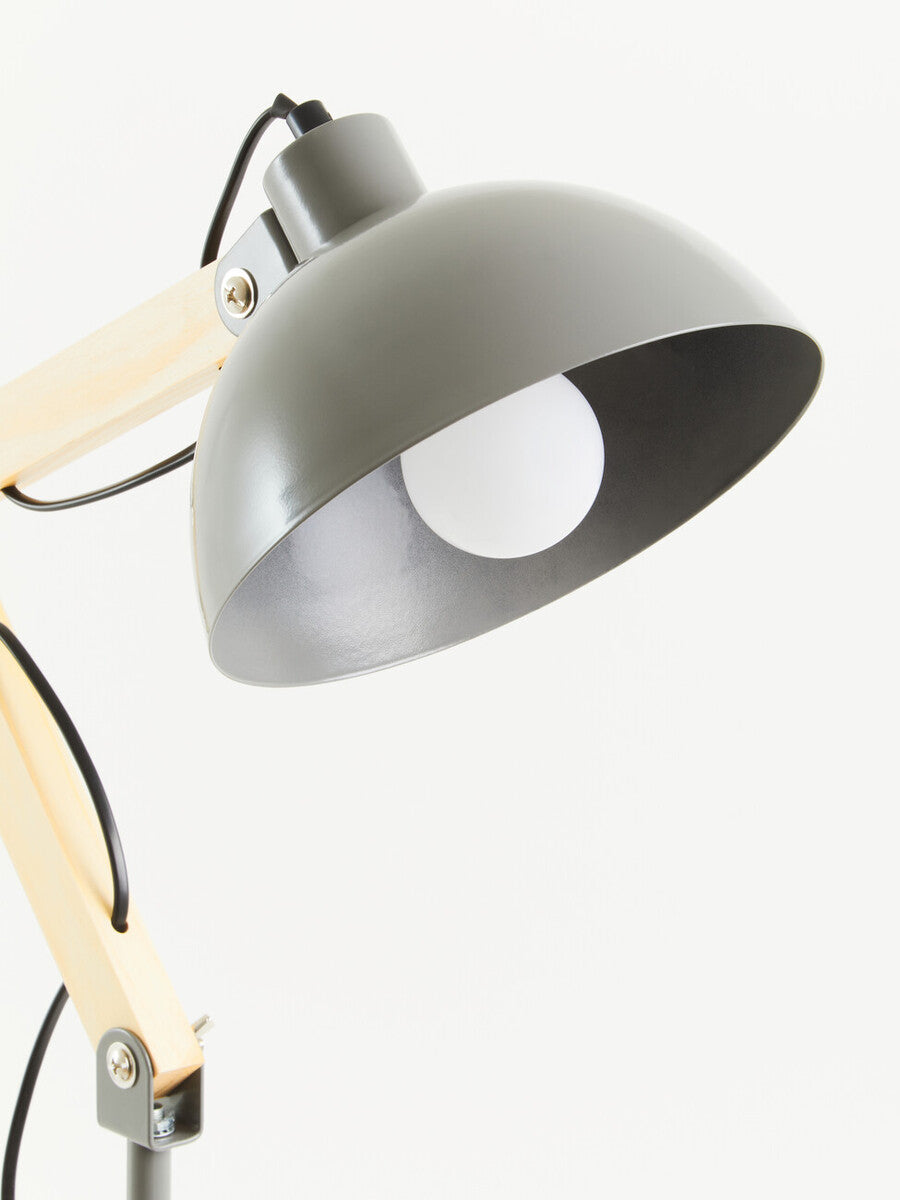 Blair Grey Wood And Metal Floor Lamp