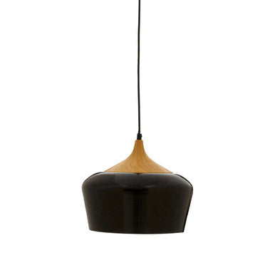 Blayne Black Metal And Wood Pendant Light