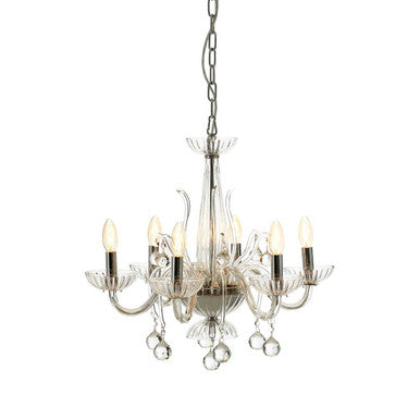 Murano 6 Bulb Clear Crystal Chandelier