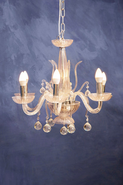 Murano 6 Bulb Clear Crystal Chandelier