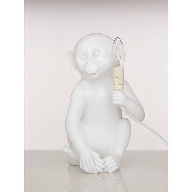 Boho White Finish Monkey Lamp