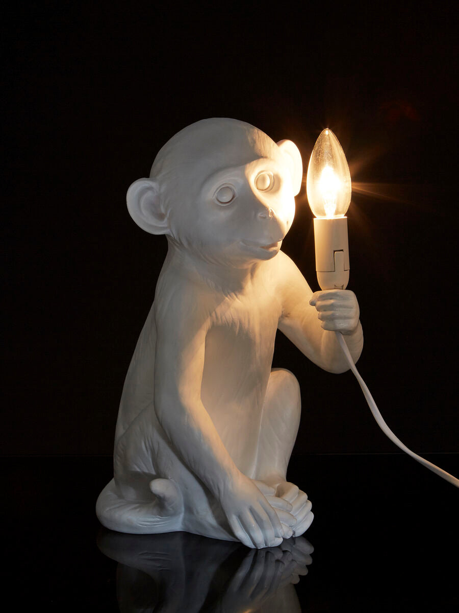 Boho White Finish Monkey Lamp