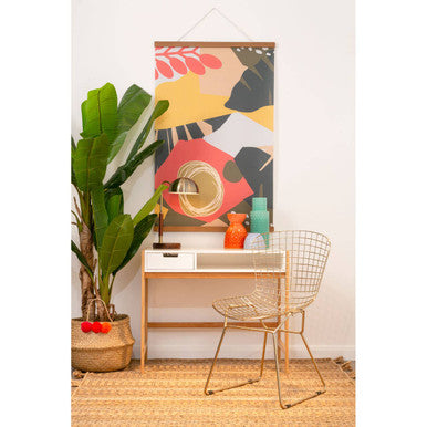 Sydnee Antique Brass Finish Task Lamp With Wood Base