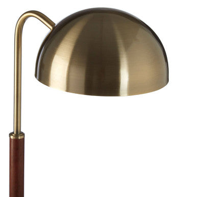 Sydnee Antique Brass Finish Task Lamp With Wood Base