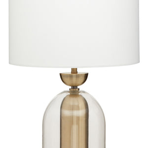 Clear Glass and Antique Brass Finish Metal Table Lamp | Sellis