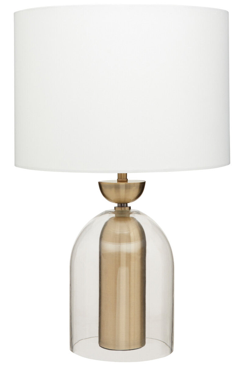 Sellis Clear Glass And Brass Finish Metal Table Lamp