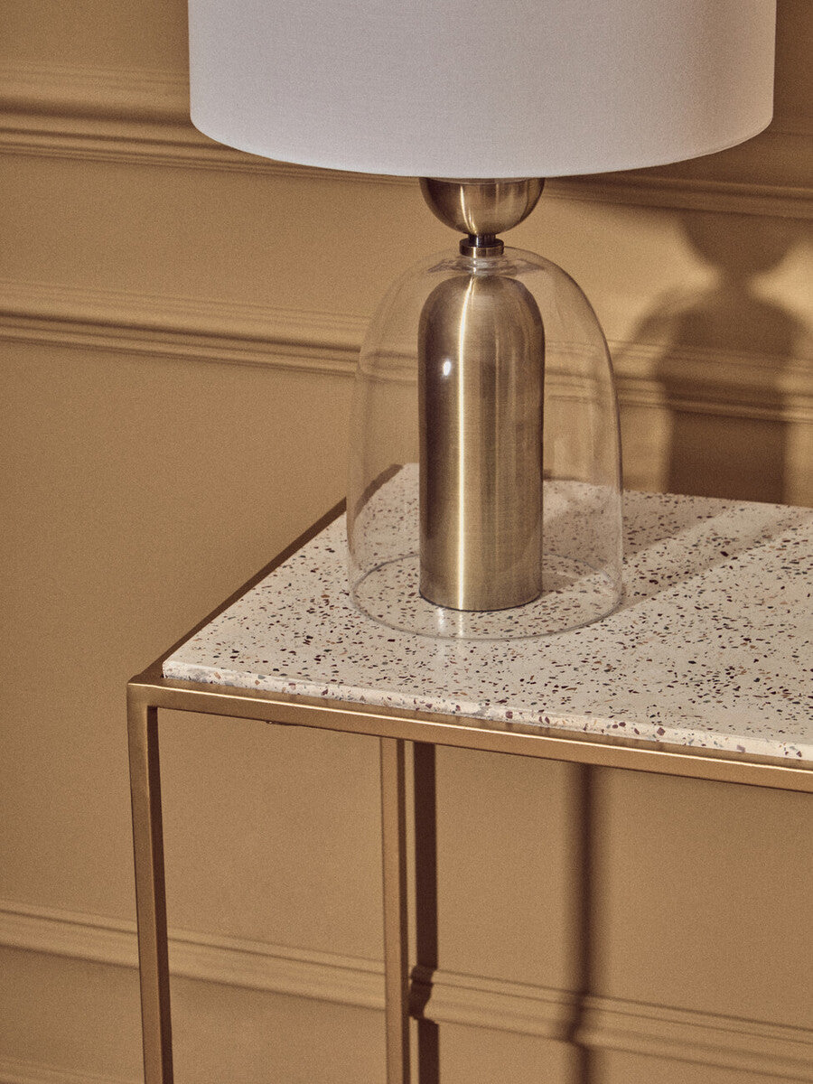 Sellis Clear Glass and Antique Brass Finish Metal Table Lamp - image 13