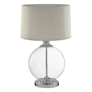 Small Round Glass Table Lamp  Ivory Silk Shade | Edna