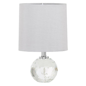 Crystal Base Table Lamp with Grey Shade | Helma