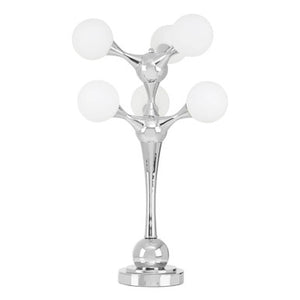 Heba Chrome 6 Light Table Lamp with Glass Shades