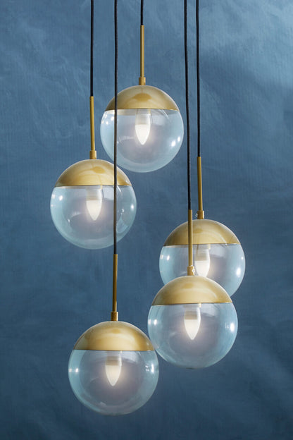 Revive Gold Finish Five Pendant Lights