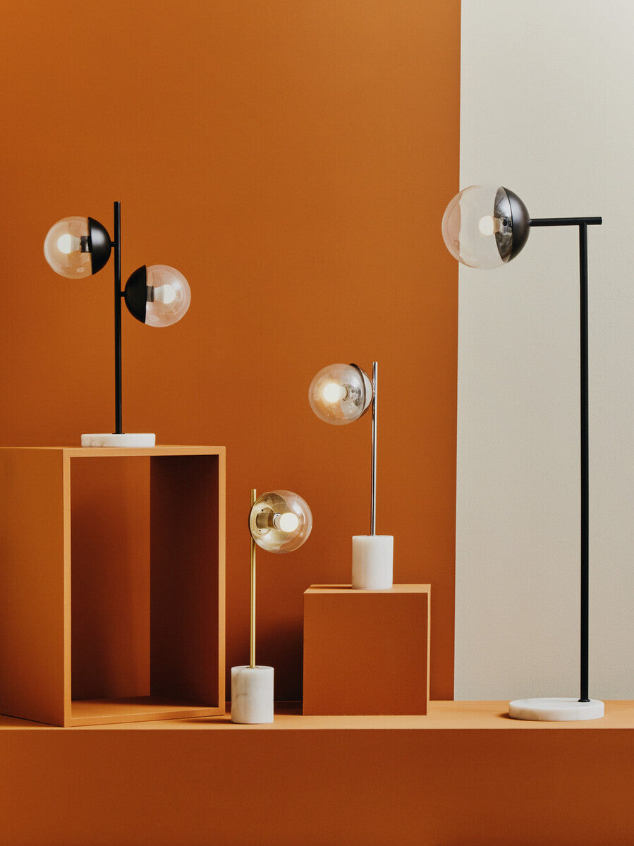 Revive Gold Finish Metal Table Lamp with White Marble Base