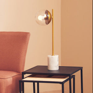 Revive Gold Finish Metal Table Lamp with White Marble Base