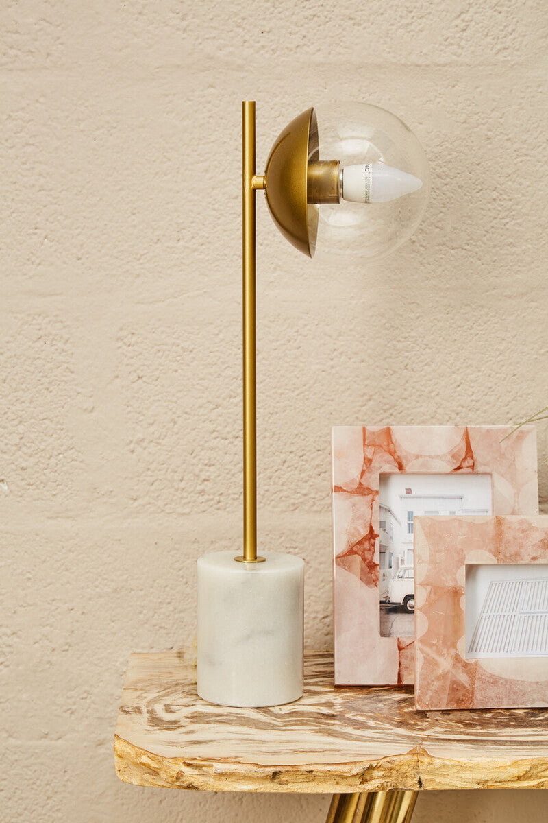 Revive Gold Finish Metal Table Lamp with White Marble Base