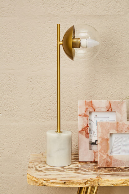 Revive Gold Finish Metal Table Lamp with White Marble Base
