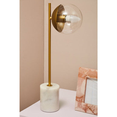 Revive Gold Finish Metal Table Lamp with White Marble Base