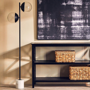 Revive Two Light Black Floor Lamp With Marble Base